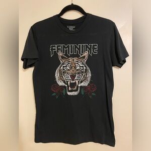 Elle and Emm FEMININE tiger rock n roll tshirt